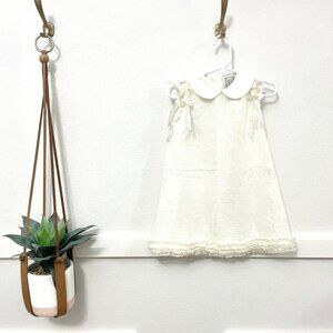 Made in Italy Linen Cosa Faro da Grande White Detailed Dress Size 2